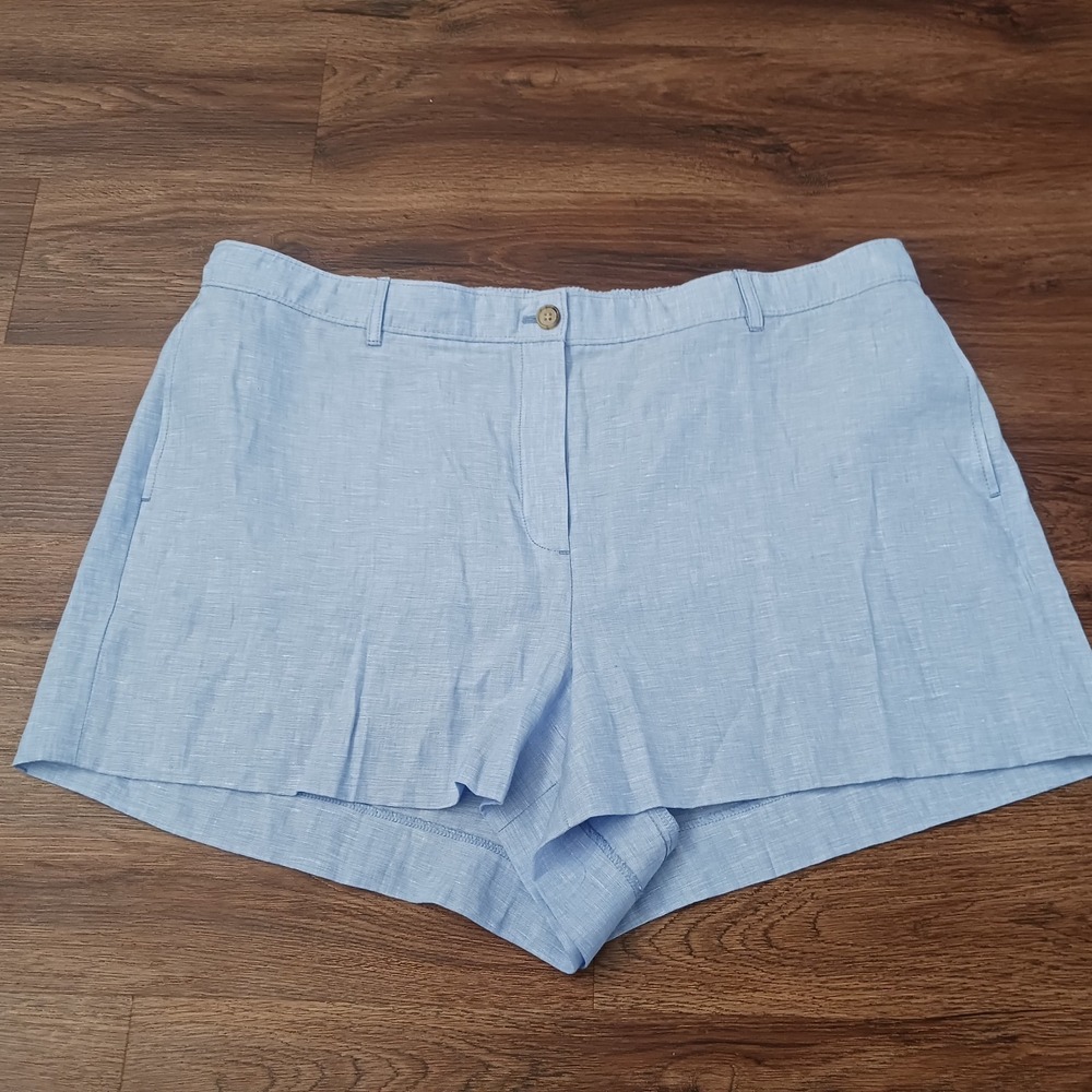 J. Crew 3" Harbor Linen Shorts Size 2X Blue Summer Vacation Beachy Coverup